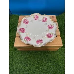 Vintage Empire China Co Plate-Pink Roses Gold Gilded Trim-10” -1920s